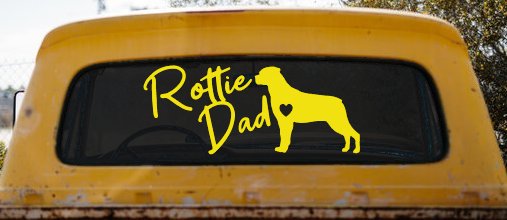 Rottie Dad Rottweiler Dog with Heart Car or Truck Window Decal Sticker