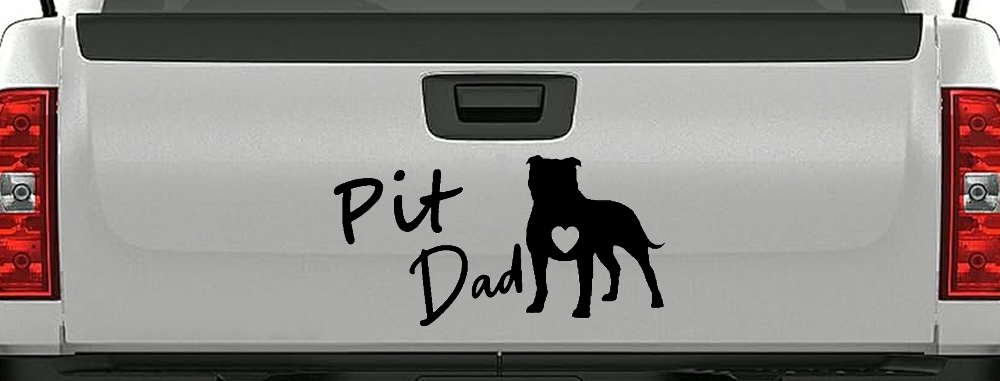 Pit Bull Pitbull Dad Dog with Heart Car or Truck Window Decal Sticker