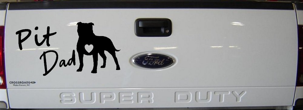 Pit Bull Pitbull Dad Dog with Heart Car or Truck Window Decal Sticker (Black)
