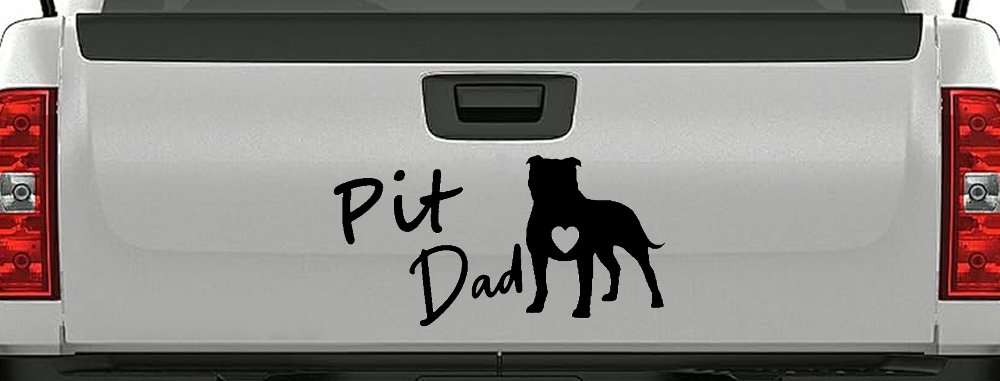 Pit Bull Pitbull Dad Dog with Heart Car or Truck Window Decal Sticker (Black)