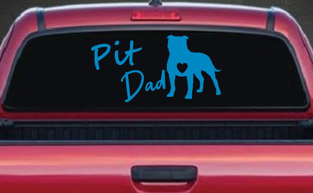 Pit Bull Pitbull Dad Dog with Heart Car or Truck Window Decal Sticker