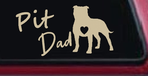 Pit Bull Pitbull Dad Dog with Heart Car or Truck Window Decal Sticker