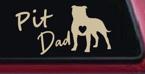 Pit Bull Pitbull Dad Dog with Heart Car or Truck Window Decal Sticker (Desert Sand)