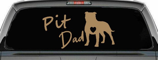 Pit Bull Pitbull Dad Dog with Heart Car or Truck Window Decal Sticker (Light Brown)