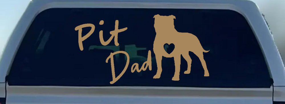 Pit Bull Pitbull Dad Dog with Heart Car or Truck Window Decal Sticker (Light Brown)
