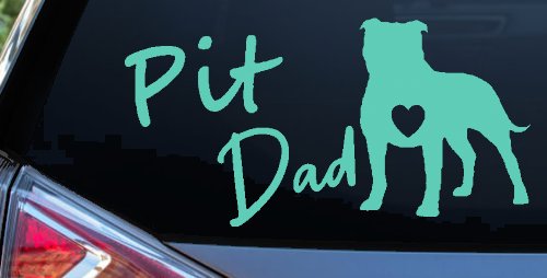 Pit Bull Pitbull Dad Dog with Heart Car or Truck Window Decal Sticker (Mint)