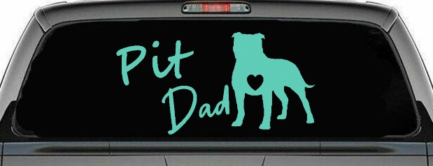 Pit Bull Pitbull Dad Dog with Heart Car or Truck Window Decal Sticker