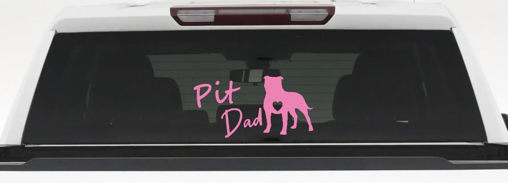 Pit Bull Pitbull Dad Dog with Heart Car or Truck Window Decal Sticker
