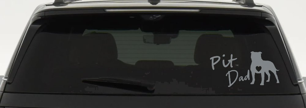 Pit Bull Pitbull Dad Dog with Heart Car or Truck Window Vinyl Decal Sticker (Telegrey)