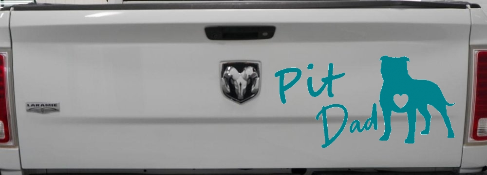Pit Bull Pitbull Dad Dog with Heart Car or Truck Window Decal Sticker