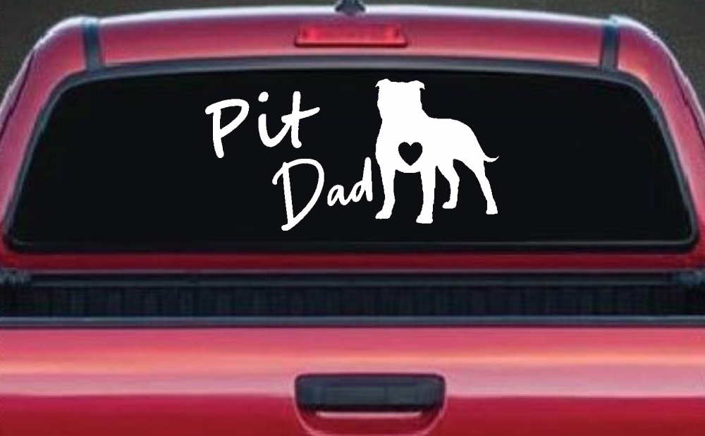 Pit Bull Pitbull Dad Dog with Heart Car or Truck Window Decal Sticker