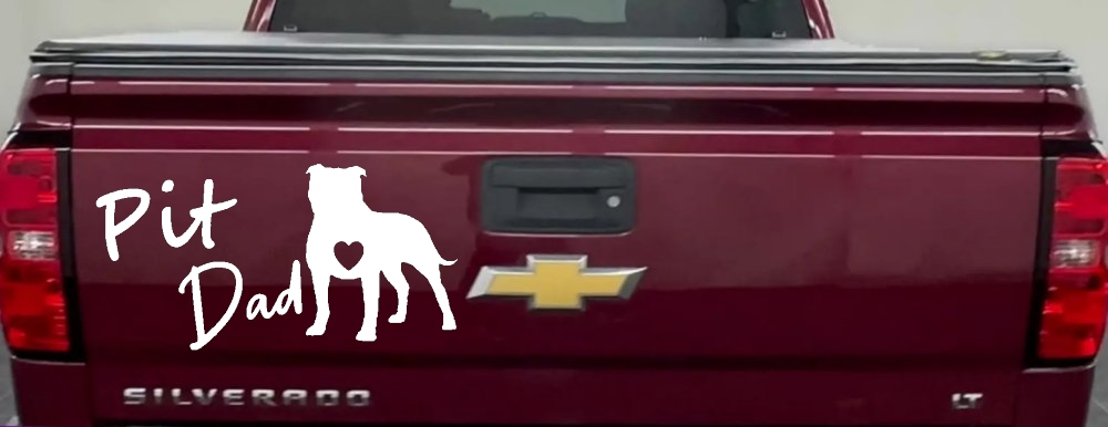 Pit Bull Pitbull Dad Dog with Heart Car or Truck Window Decal Sticker