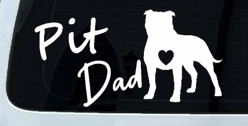 Pit Bull Pitbull Dad Dog with Heart Car or Truck Window Decal Sticker
