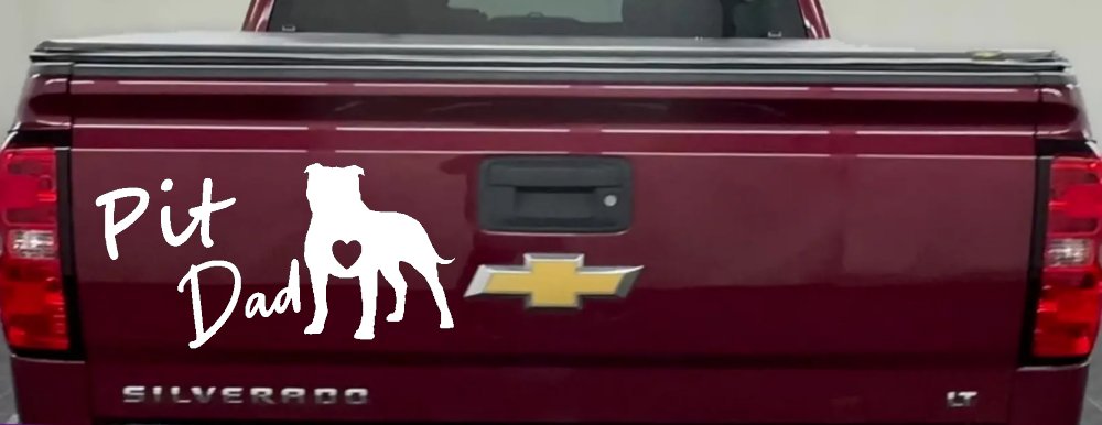 Pit Bull Pitbull Dad Dog with Heart Car or Truck Window Vinyl Decal Sticker (White)