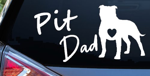 Pit Bull Pitbull Dad Dog with Heart Car or Truck Window Decal Sticker
