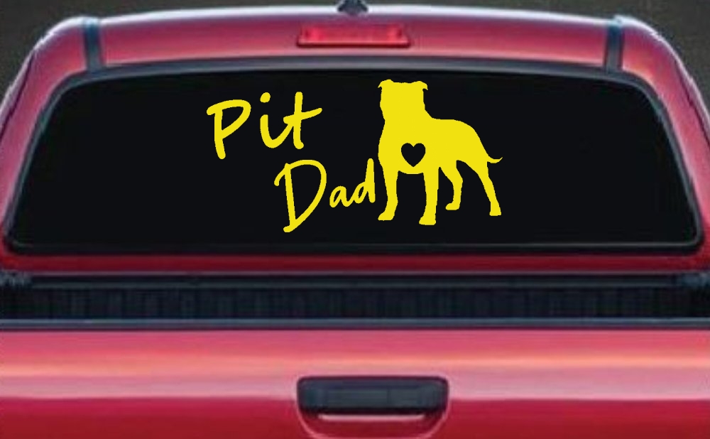 Pit Bull Pitbull Dad Dog with Heart Car or Truck Window Decal Sticker