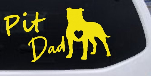 Pit Bull Pitbull Dad Dog with Heart Car or Truck Window Decal Sticker