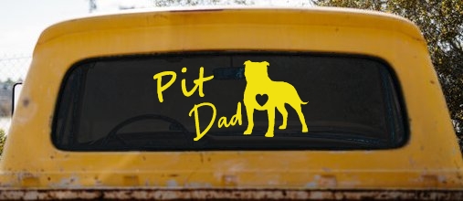 Pit Bull Pitbull Dad Dog with Heart Car or Truck Window Decal Sticker