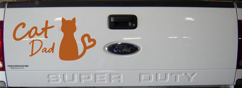 Cat Dad with Heart Car or Truck Window Decal Sticker (Nut Brown)