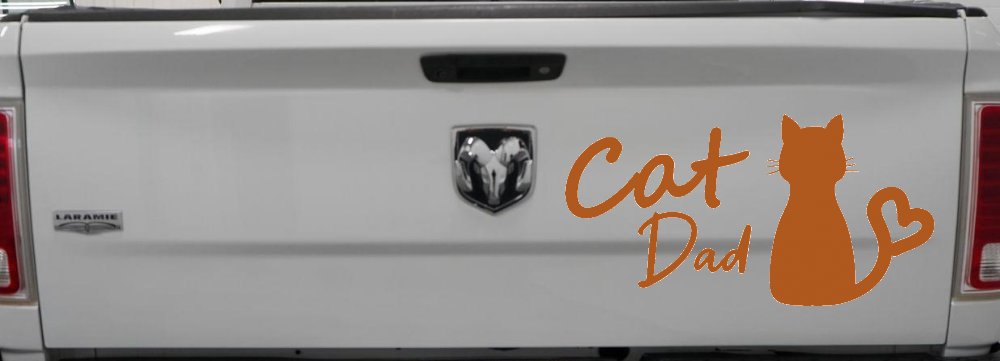 Cat Dad with Heart Car or Truck Window Vinyl Decal Sticker (Nut Brown)