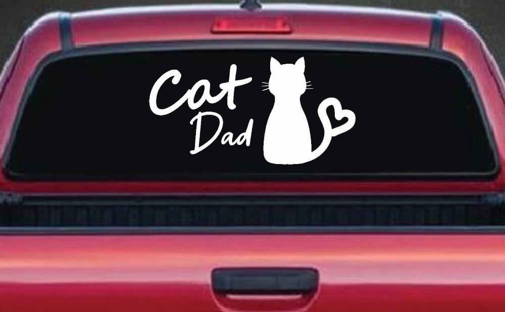 Cat Dad with Heart Car or Truck Window Decal Sticker
