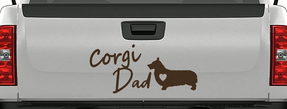 Corgi Dad Dog with Heart Car or Truck Window Decal Sticker (Brown)