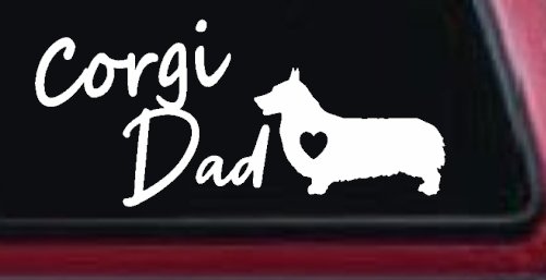 Corgi Dad Dog with Heart Car or Truck Window Vinyl Decal Sticker (White)