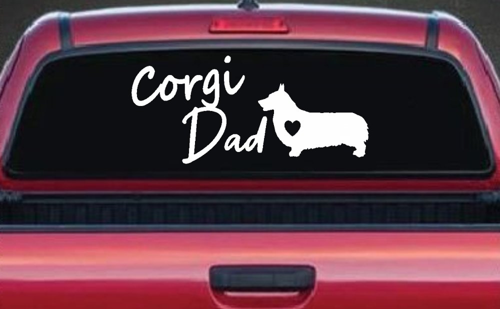 Corgi Dad Dog with Heart Car or Truck Window Decal Sticker