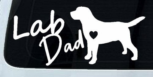 Lab Dad Labrador Retriever Dog Car or Truck Window Vinyl Decal Sticker (White)