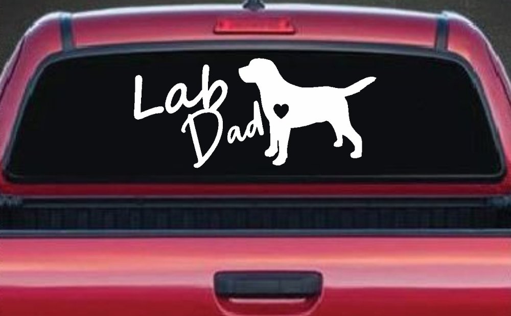 Lab Dad Labrador Retriever Dog Car or Truck Window Decal Sticker (White)