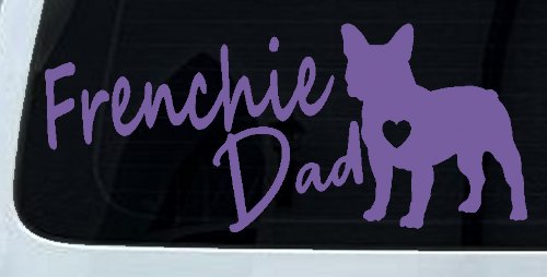 Frenchie Dad French Bulldog Car or Truck Window Decal Sticker (Purple)
