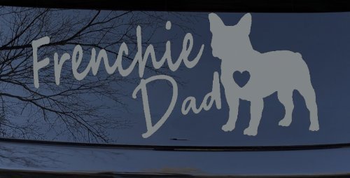 Frenchie Dad French Bulldog Car or Truck Window Decal Sticker (Telegrey)