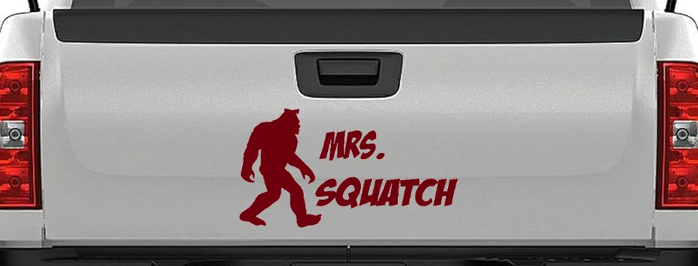 Mrs Squatch Lady Girl Woman Bigfoot Car or Truck Window Decal Sticker (Burgundy)