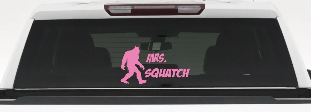 Mrs Squatch Lady Girl Woman Bigfoot Car or Truck Window Decal Sticker (Pink)