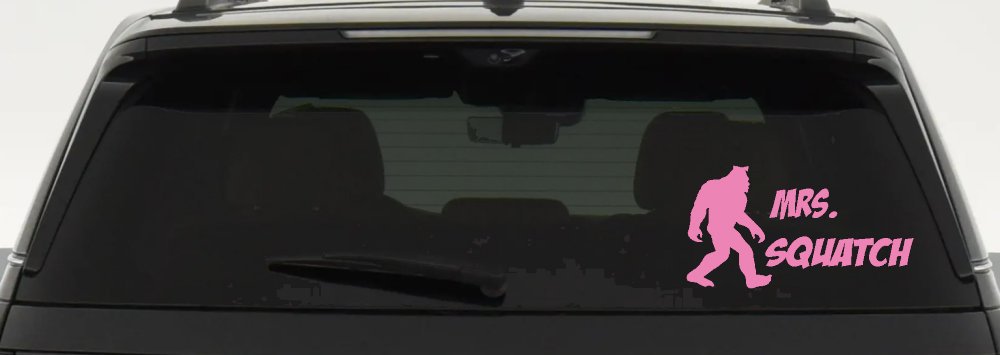 Mrs Squatch Lady Girl Woman Bigfoot Car or Truck Window Decal Sticker (Pink)