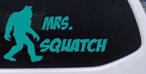 Mrs Squatch Lady Girl Woman Bigfoot Car or Truck Window Decal Sticker (Turquoise)