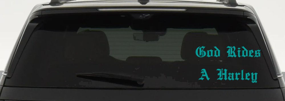 God Rides A Harley Biker Car or Truck Window Vinyl Decal Sticker (Turquoise)