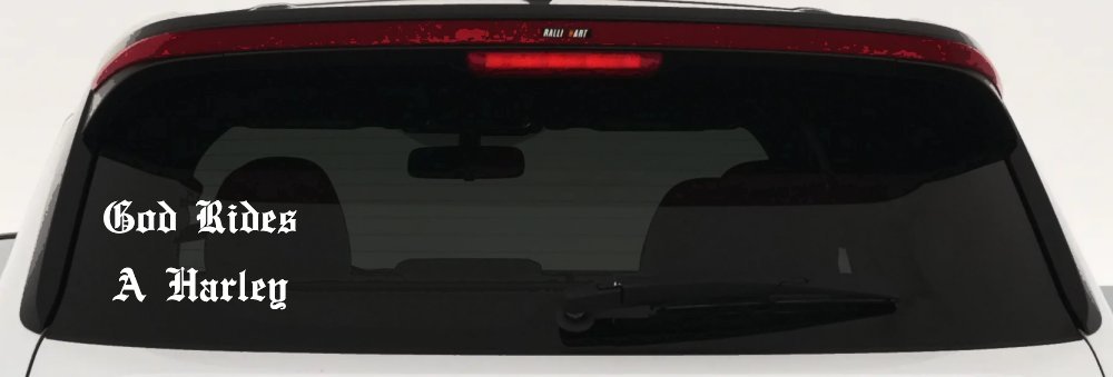 God Rides A Harley Biker Car or Truck Window Vinyl Decal Sticker (White)