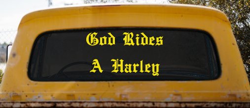 God Rides A Harley Biker Car or Truck Window Decal Sticker (Yellow)