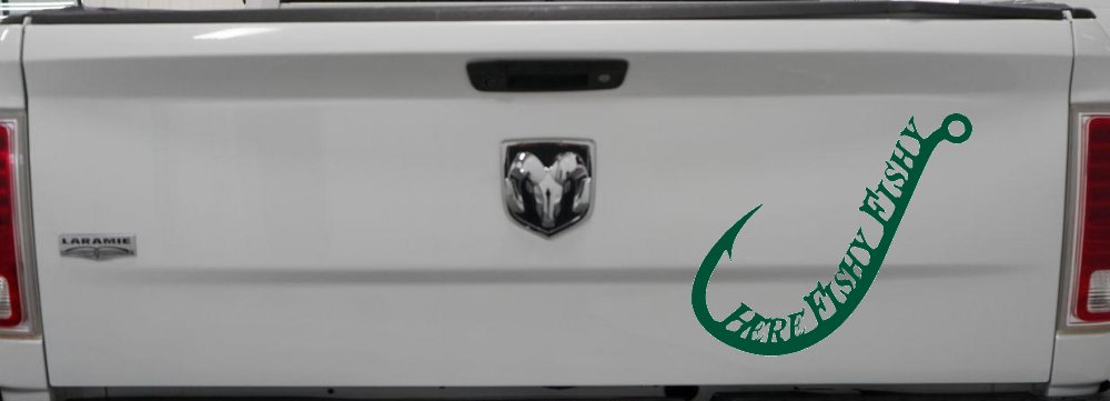 Here Fishy Fishy Fishing Hook Fishing Car or Truck Window Decal Sticker