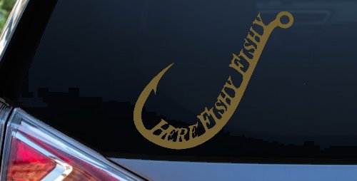 Here Fishy Fishy Fishing Hook Fishing Car or Truck Window Decal Sticker