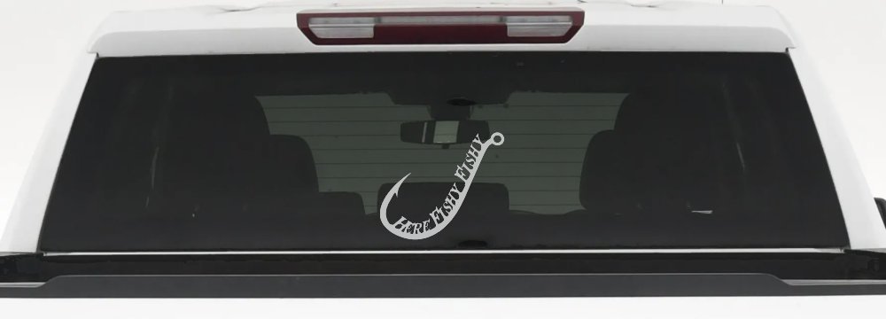 Here Fishy Fishy Fishing Hook Fishing Car or Truck Window Decal Sticker