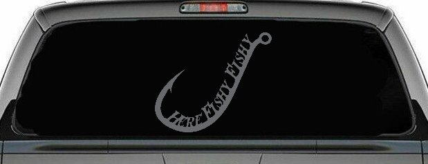 Here Fishy Fishy Fishing Hook Fishing Car or Truck Window Decal Sticker