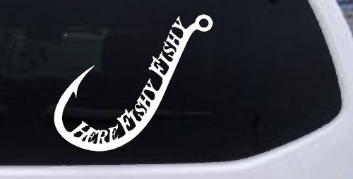Here Fishy Fishy Fishing Hook Fishing Car or Truck Window Decal Sticker