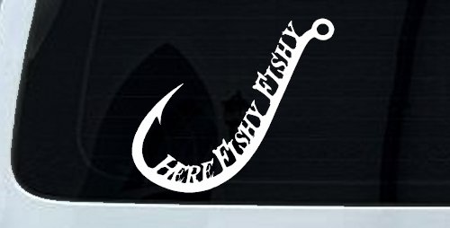 Here Fishy Fishy Fishing Hook Fishing Car or Truck Window Decal Sticker