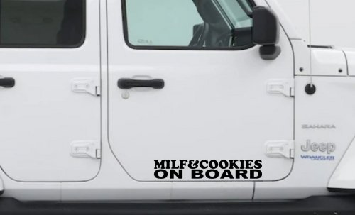 MILF & Cookies On Board Funny Car or Truck Window Decal Sticker (Black)