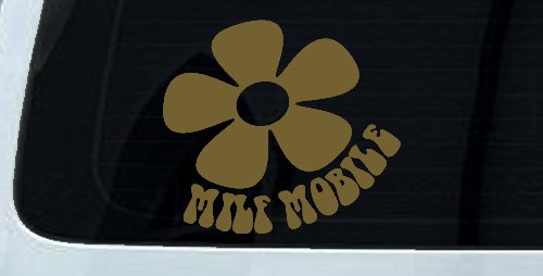 MILF Mobile Funny Car or Truck Window Decal Sticker (Gold)