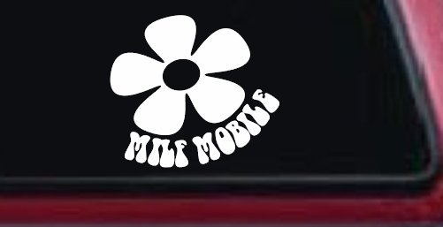 MILF Mobile Funny Car or Truck Window Decal Sticker (White)