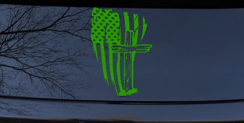 Worn American Flag With Old Wooden Cross Christian Car or Truck Window Decal Sticker