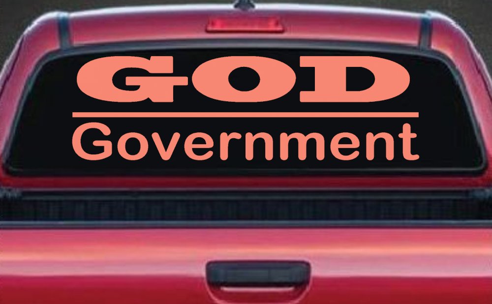 God Over Government God First Christian Car or Truck Window Decal Sticker (Coral)